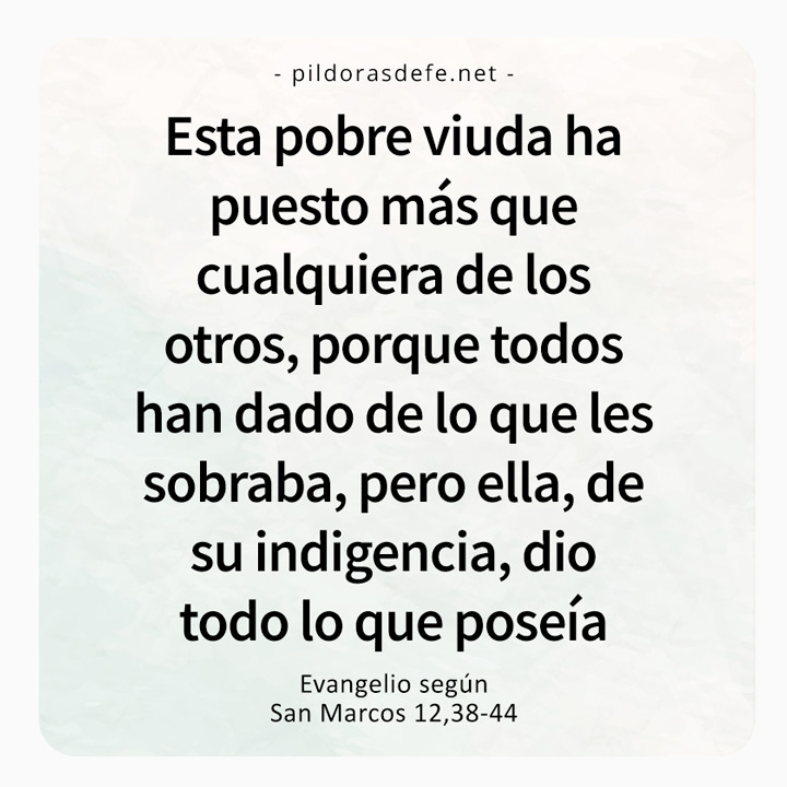 Cita bíblica del Evangelio de hoy (Marcos 12,38-44): Esta pobre viuda ha dado más que cualquiera