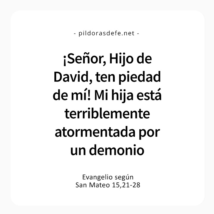 Cita bíblica del Evangelio de hoy (Mateo 15,21-28): Jesús, hijo de David, ten piedad de mí