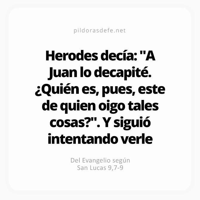 Cita bíblica Evangelio de hoy (Lucas 9,7-9): ¿Quién es este, de quien oigo tantas cosas?