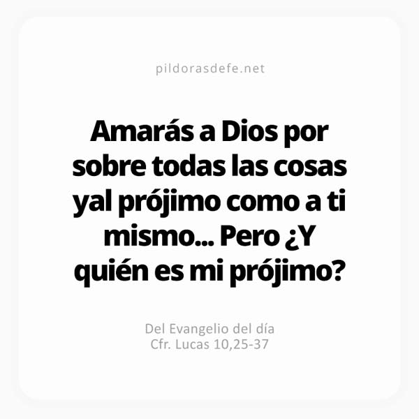 Cita bíblica Evangelio de hoy (Lucas 10,25-37): Amarás al prójimo como a ti mismo