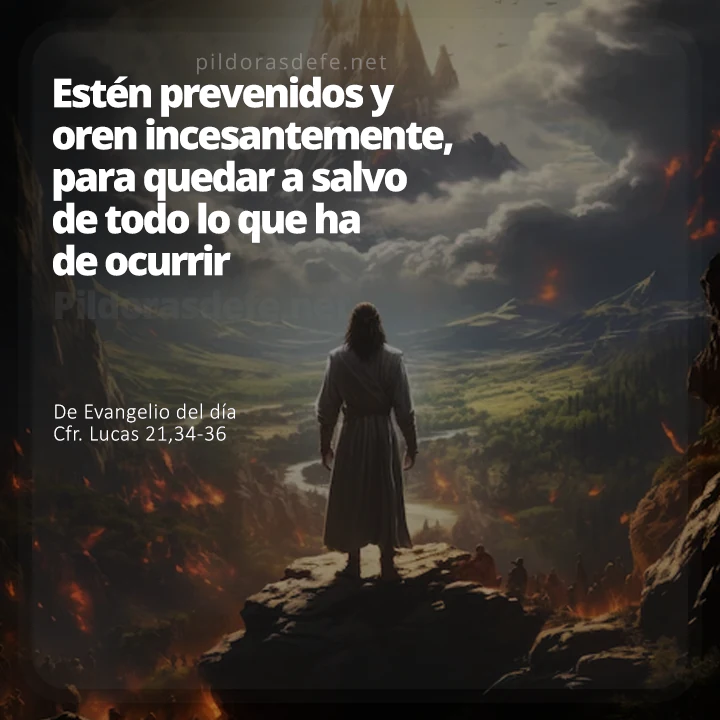 Cita bíblica Evangelio de hoy (Lucas 21,34-36): Estén prevenidos y oren incesantemente para quedar a salvo