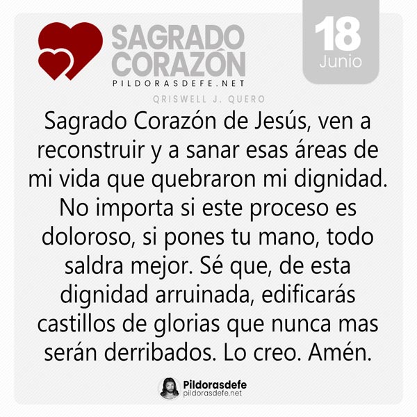 Oración al Sagrado Corazón de Jesús para el día 18 de junio