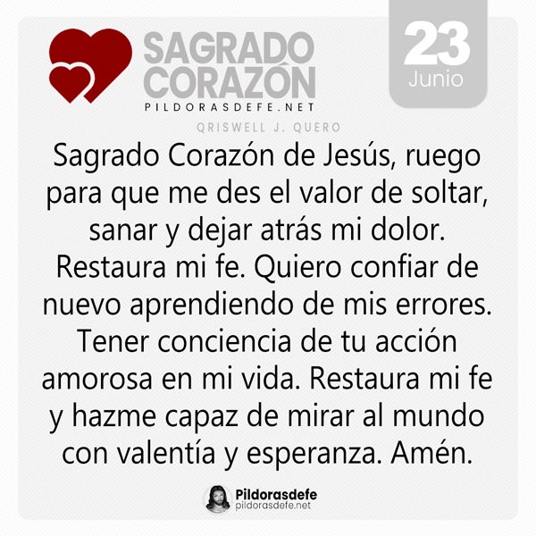 Oración al Sagrado Corazón de Jesús para el día 23 de junio