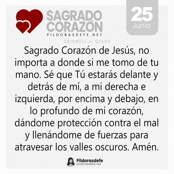 Oración al Sagrado Corazón de Jesús para el día 25 de junio