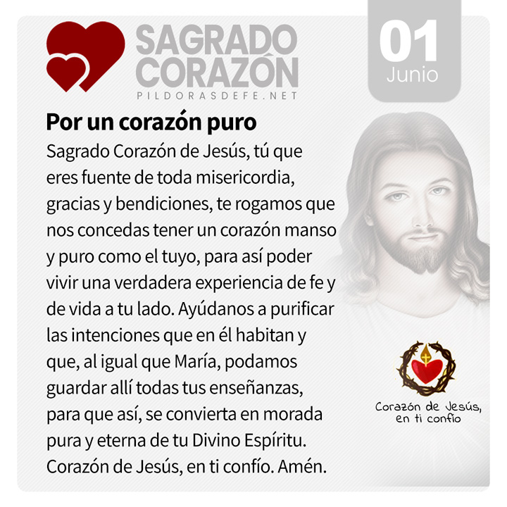 Oración al Corazón de Jesús para el día 1 de junio, mes del Sagrado Corazón