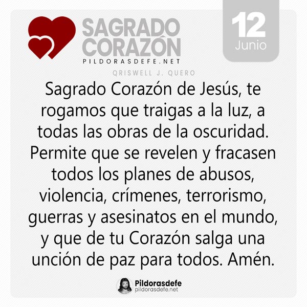 Oración del día 12 junio al Sagrado Corazón de Jesús