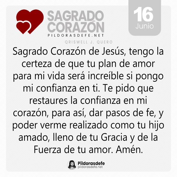 Oración al Sagrado Corazón de Jesús para el día 16 de junio