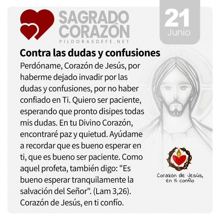 Oración al Corazón de Jesús para el día 21 de junio, mes del Sagrado Corazón