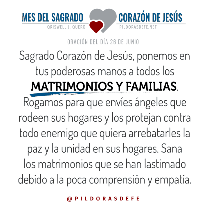 Oración del día 26 de junio al Sagrado Corazón de Jesús
