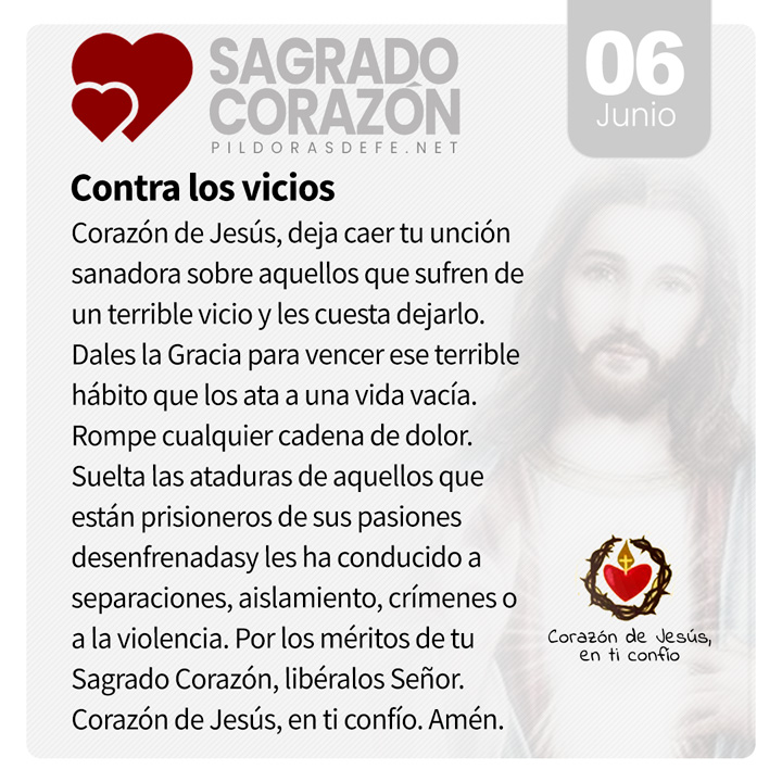 Oración al Corazón de Jesús para el día 6 de junio, mes del Sagrado Corazón