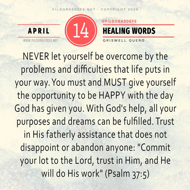 Evening prayer for April 14 and 15, Words of Trust from Pills of Faith. Prayer to rest in God