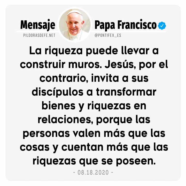 Papa Francisco en Twitter: las personas valen más que las cosas