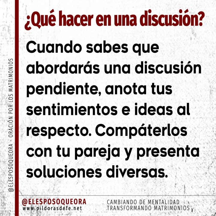 Qué hacer durante las discusiones en el matrimonio. Anota tus pensamientos e ideas presenta soluciones