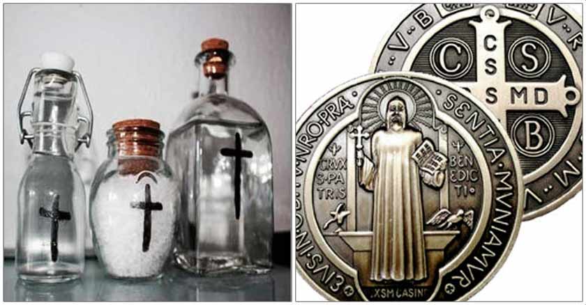 medalla de san benito agua bendita sal exorcisada sacramentales