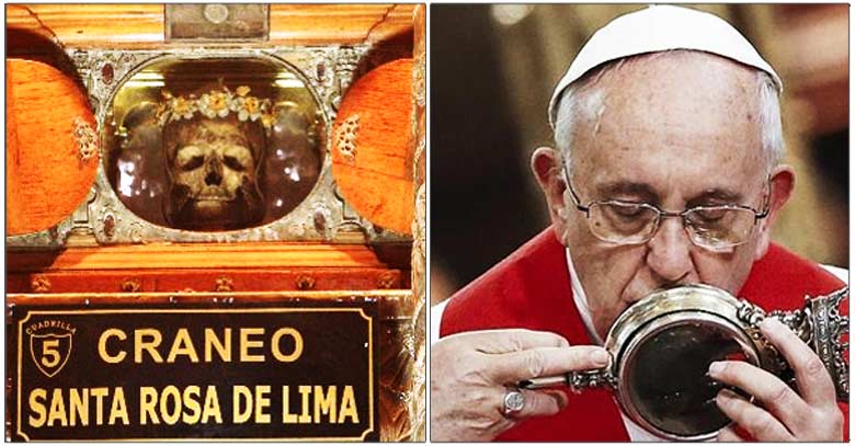 papa francisco besando reliquia san genaro craneo de santa rosa de lima