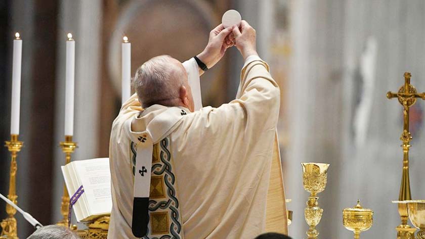 ponerse de rodillas en la consagracion eucaristica santa misa