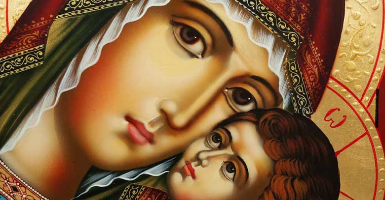 virgen maria icono nino jesus pintura