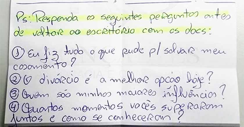 abogado salva un matrimonio con carta de  preguntas perdio al cliente