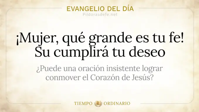 Evangelio del dia Domingo Mateo    Mujer que grande es tu fe 