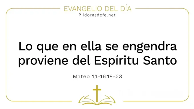 Evangelio del dia Ella engendra por el Espiritu Santo Mateo      Cita Biblica   