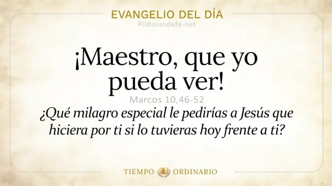 Evangelio del dia Jueves Marcos    Maestro que pueda ver  may 