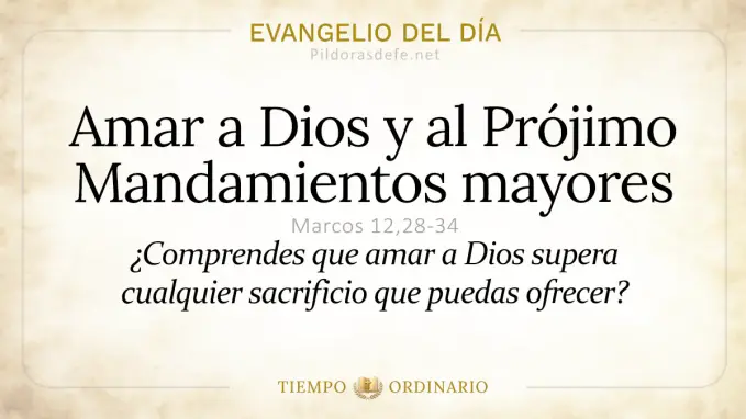 Evangelio del dia Jueves Marcos    Amar a Dios Projimo Mandamientos
