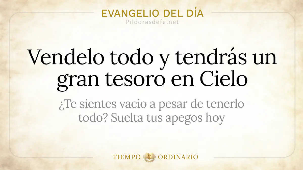Evangelio del dia Lunes Mateo    Vende lo que tienes tesoro en el Cielo webp