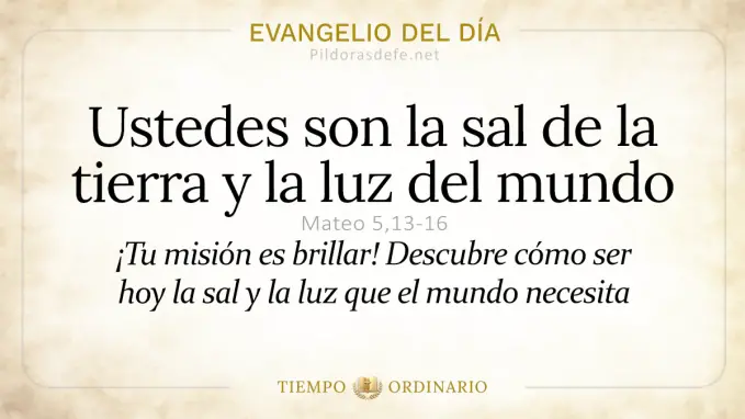 Evangelio del dia Martes Mateo    Ustedes son sal y luz  jun 