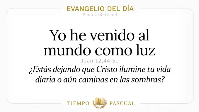 Evangelio del dia Miercoles Juan    Yo soy la luz  abril 