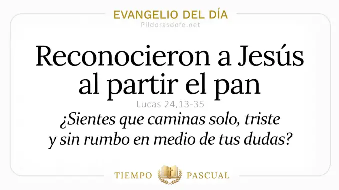 Evangelio del dia Miercoles Lucas    Reconocieron a Jesus al partir el pan  Abril 