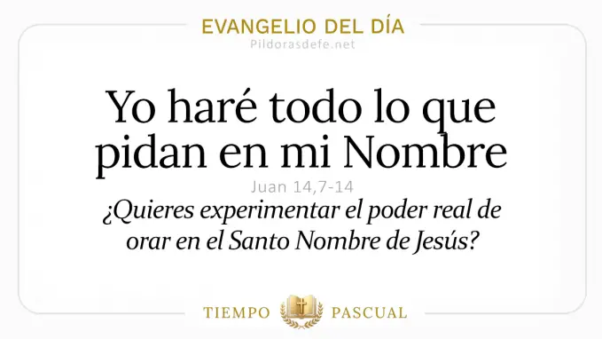 Evangelio del dia Sabado Juan    Hare todo lo que pidan en mi Nombre  mayo 