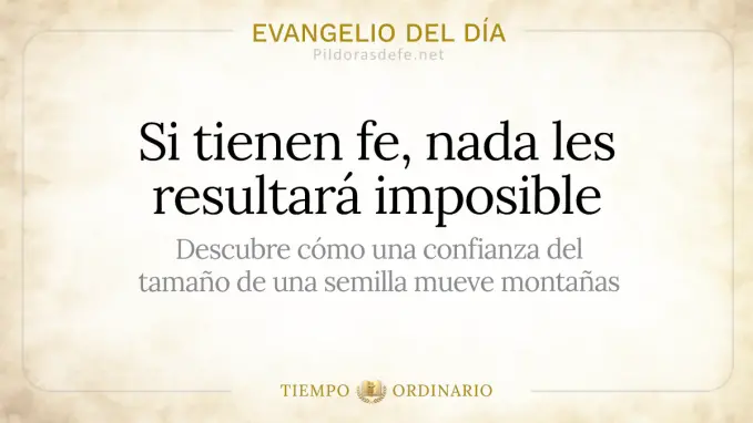 Evangelio del dia Sabado Mateo    Si tienen fe nada es imposible 
