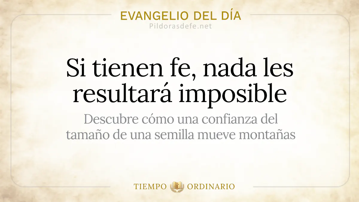 Evangelio del dia Sabado Mateo    Si tienen fe nada es imposible webp