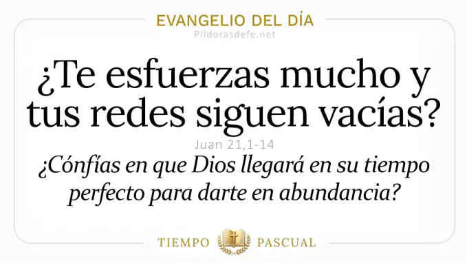 Evangelio del dia Viernes Juan    Mucho esfuerzo redes vacias Jesus prepara pescado  Abril 