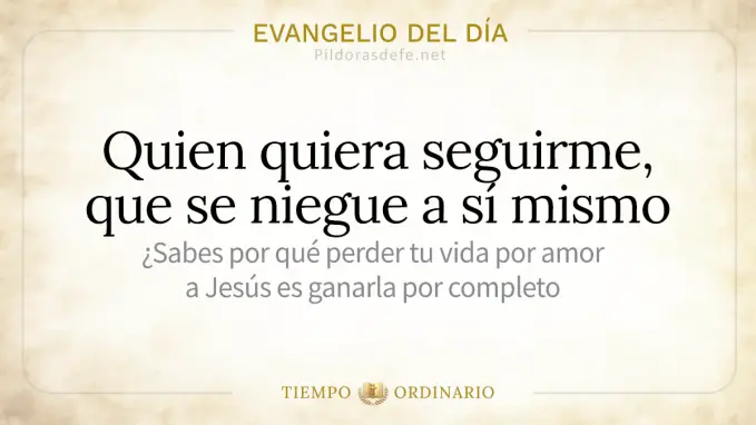 Evangelio del dia domingo Mateo    Quien quiera seguirme negarse a si mismo 