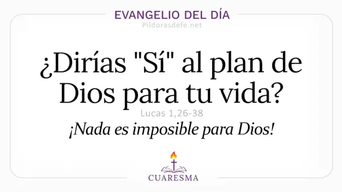 Evangelio del dia miercoles Lucas    Anunciacion del Senor Si de Maria plan de Dios  Mar 