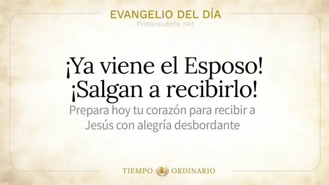 Evangelio del dia viernes Mateo    Ya viene el Esposo 