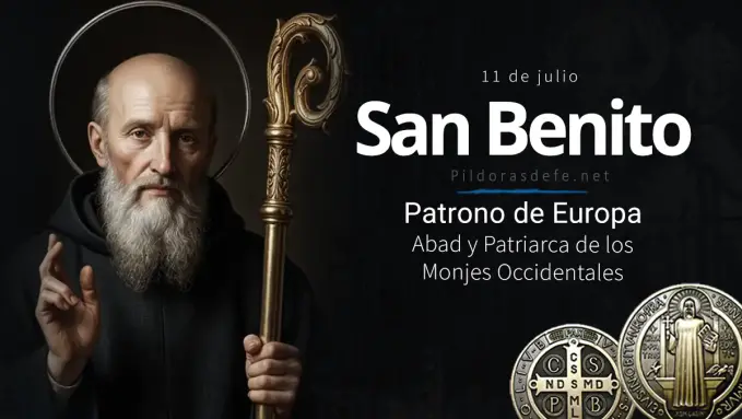 San Benito de Nursia santo patrono regla medalla exorcismo