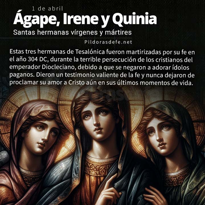 Santas Ágape, Irene y Quionia, hermanas vírgenes y mártires
