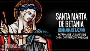 Santa Marta de Betania. Patrona de amas de casa, posadas y cocineros