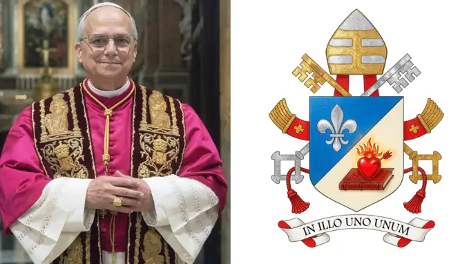 Retrato firma Escudo oficial Papa Leon XIV