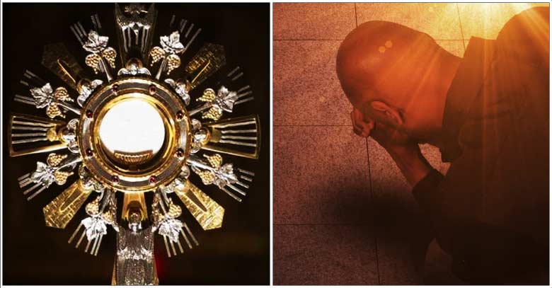 jesus sacramentado patena adoracion santisimo sacramento hombre orando