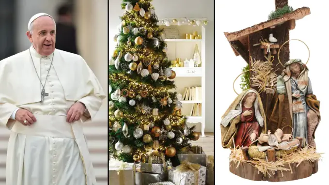 papa francisco pesebre nacimiento arbol de navidad