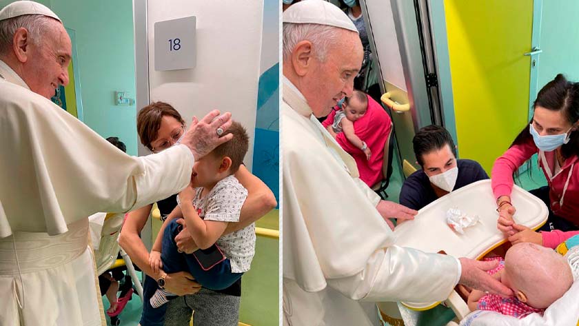 papa francisco visita ninos con cancer hospital 