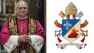 Official portrait signature coat arms Pope Leo XIV