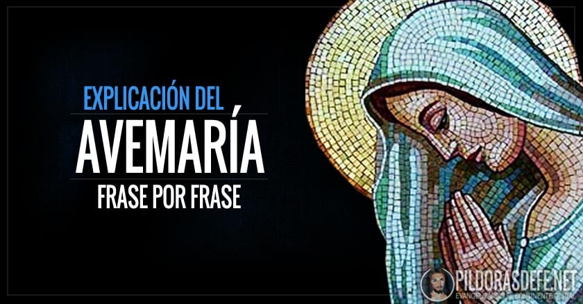 virgen maria mosaico rezando manos juntas avemaria