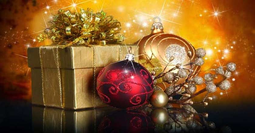caja de regalos dorada adornos de navida fiesta de ano nuevo