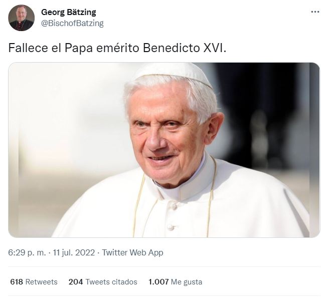 fake news muerte de Benedicto XVI