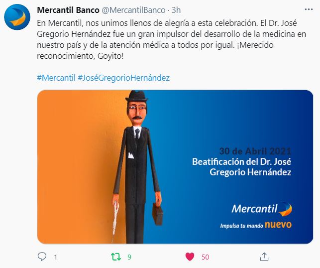 Mensaje del Banco Mercantil por Beatificación del Doctor José Gregorio Hernández 02